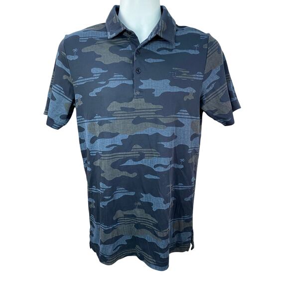 TravisMathew Golf Polo Shirt Men’s Small Camo Print Performance Stretch Tee - Picture 1 of 9